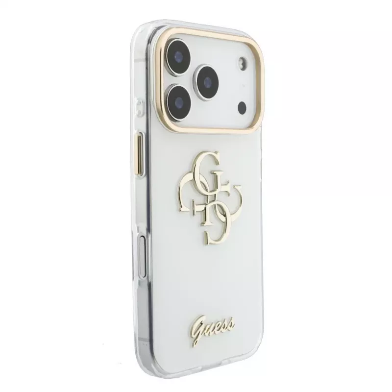 Capa MagSafe GUESS IML 4G Script Metal para iPhone 18 Pro / 17 Pro, Branco