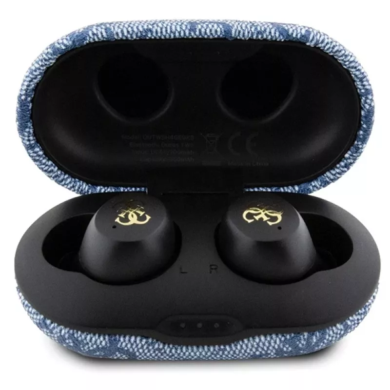 Auscultadores Bluetooth True Wireless GUESS GUTWSP4EGB com base de carregamento, ENC, Azul Metálico