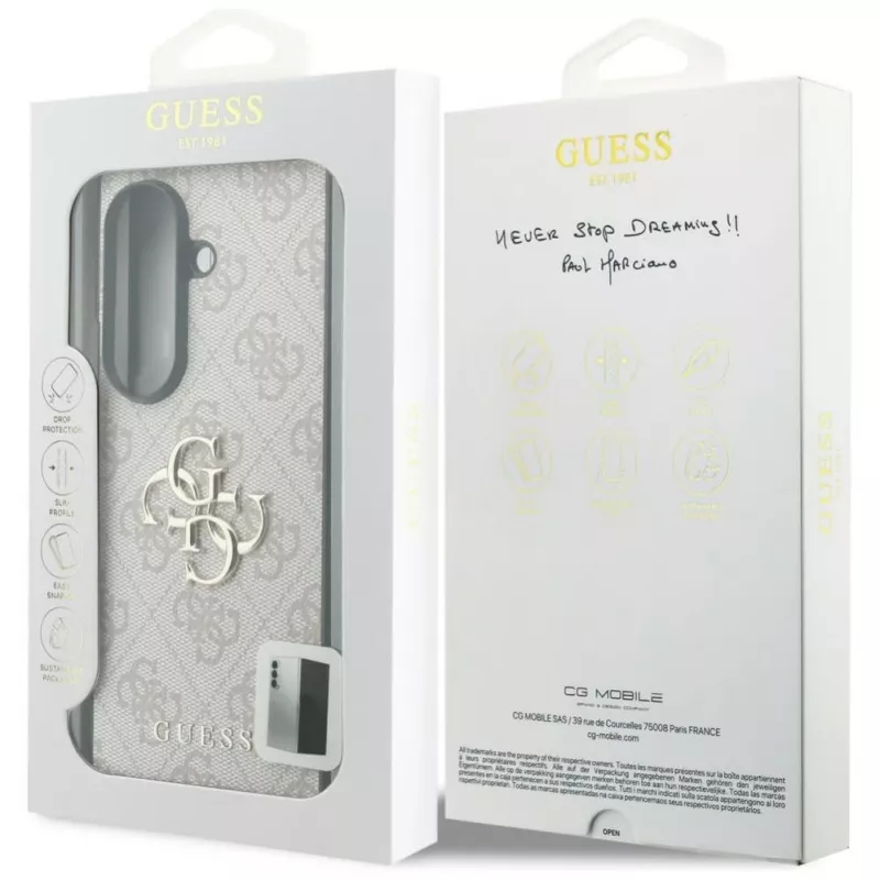 Capa Guess Big 4G Logo em PU para Samsung Galaxy Z Fold 8 Ultra – Rosa