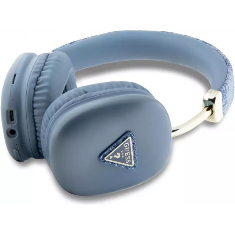 Auscultadores Bluetooth 5.3 circumaurais sem fios GUESS 4G Triangle Logo Azul