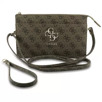 Bolsa para telemóvel Guess Phone Pouch 4G Big Logo - mala crossbody castanha com compartimentos para cartões