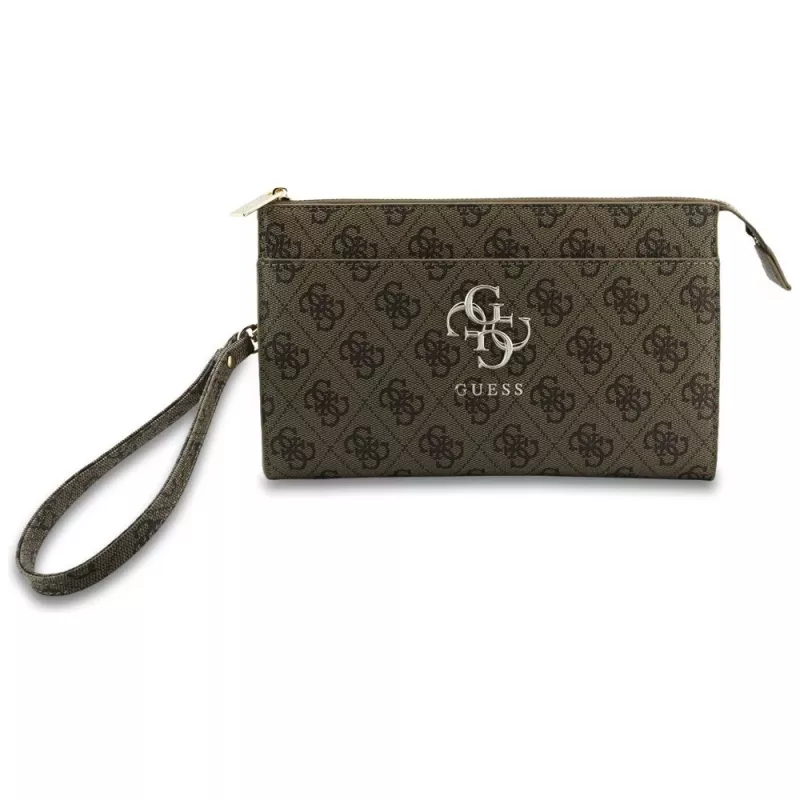 Bolsa para telemóvel Guess Phone Pouch 4G Big Logo - mala crossbody castanha com compartimentos para cartões
