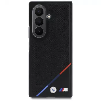 Capa MagSafe BMW M Leder perforiert com faixa tricolor e logótipos metálicos para Samsung Galaxy Z Fold8 Ultra – Preto