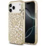 Capa MagSafe GUESS IML Leopard Glitter Triangle Logo para iPhone 18 Pro / 17 Pro, Castanho