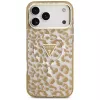 Capa MagSafe GUESS IML Leopard Glitter Triangle Logo para iPhone 18 Pro / 17 Pro, Castanho