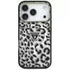Capa MagSafe GUESS IML Leopard Glitter Triangle Logo para iPhone 18 Pro / 17 Pro - Preto