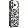 Capa MagSafe GUESS IML Leopard Glitter Triangle Logo para iPhone 18 Pro / 17 Pro - Preto