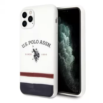 Capa U.S. Polo Assn. USHCN58PCSTRB Tricolor Pattern Collection para iPhone 11 Pro, Branco