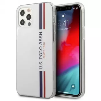 Capa rígida U.S. Polo Assn. USHCP12MPCUSSWH para iPhone 12/12 Pro 6,1 polegadas Branco Tricolor Collection