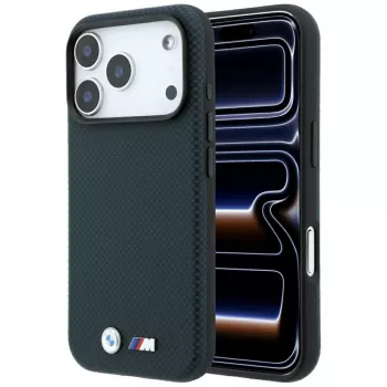 Capa MagSafe BMW M Quadrille Kevlar Metall-Logo para iPhone 18 Pro / 17 Pro - Azul-marinho
