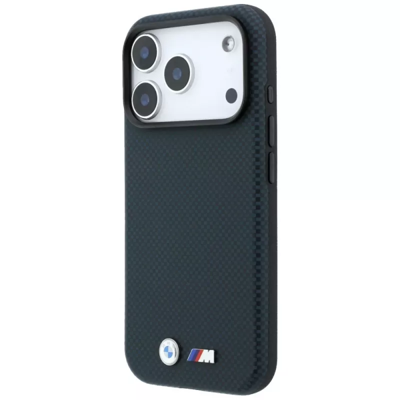 Capa MagSafe BMW M Quadrille Kevlar Metall-Logo para iPhone 18 Pro / 17 Pro - Azul-marinho