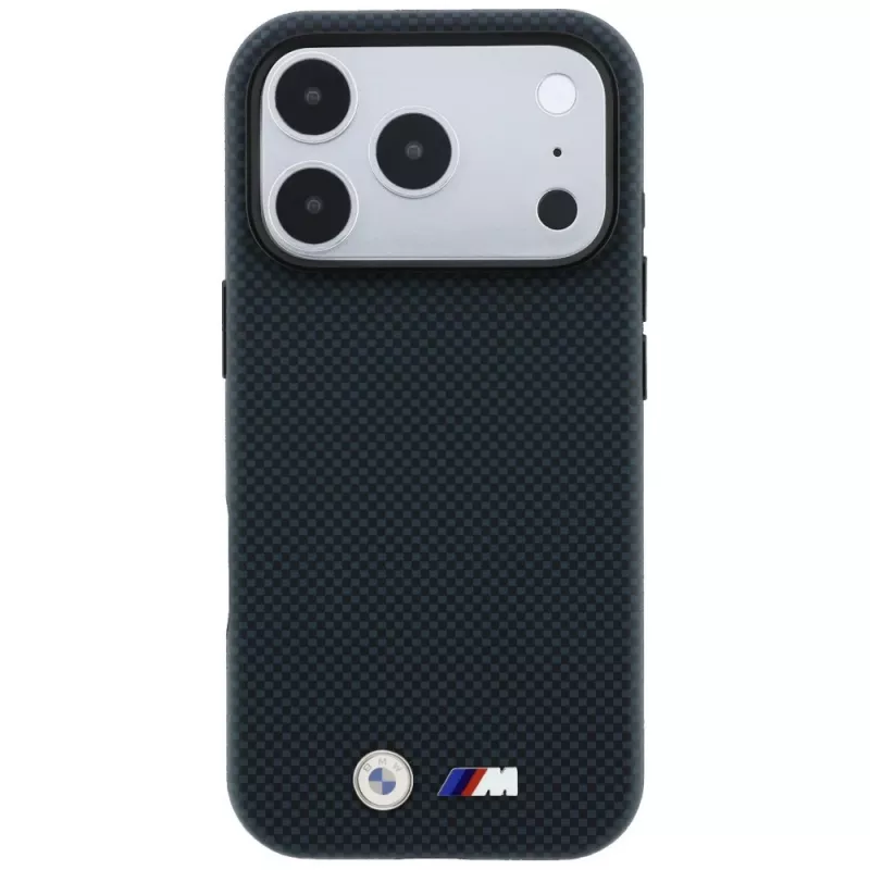 Capa MagSafe BMW M Quadrille Kevlar Metall-Logo para iPhone 18 Pro / 17 Pro - Azul-marinho