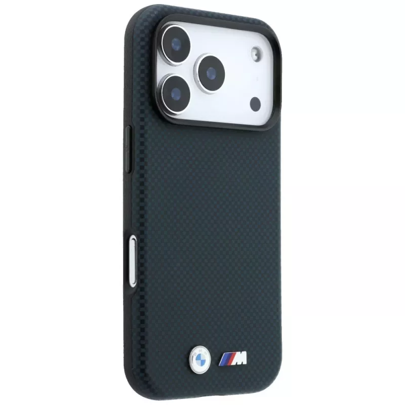 Capa MagSafe BMW M Quadrille Kevlar Metall-Logo para iPhone 18 Pro / 17 Pro - Azul-marinho