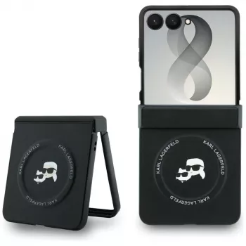 Capa MagSafe Karl Lagerfeld Karl & Choupette Pins para Samsung Galaxy Z Flip8 - Preto