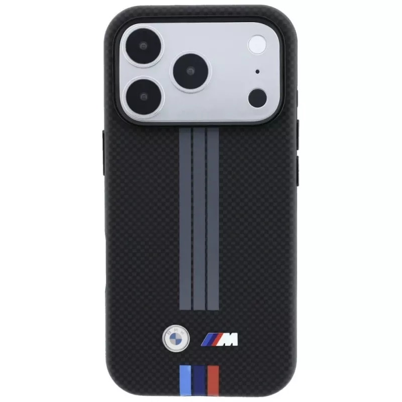 Capa MagSafe BMW M Quadrille Kevlar Anthrazit & Trikolore Drucklinien para iPhone 18 Pro / 17 Pro