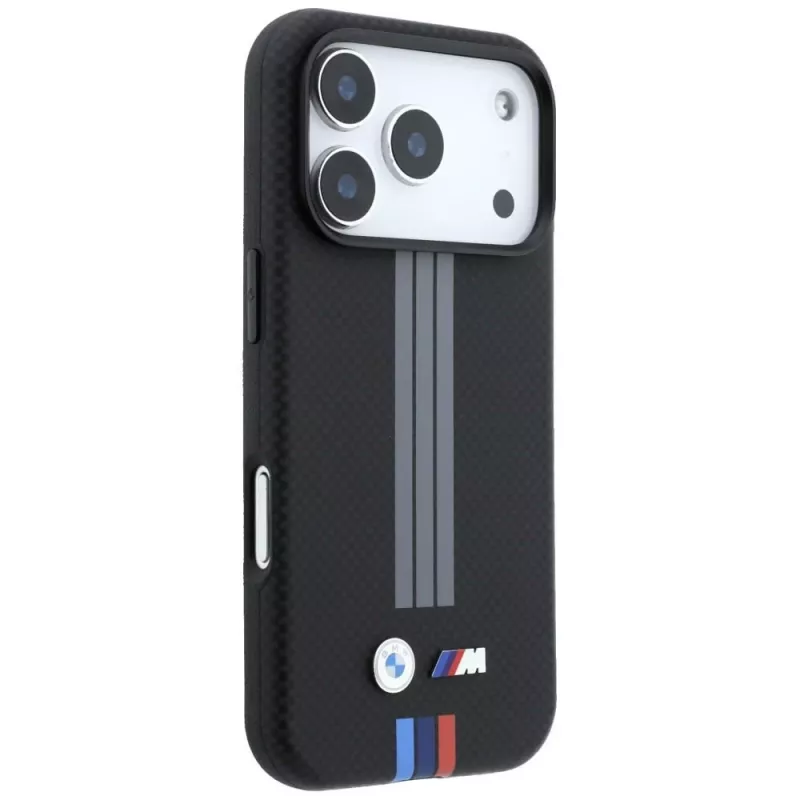 Capa MagSafe BMW M Quadrille Kevlar Anthrazit & Trikolore Drucklinien para iPhone 18 Pro / 17 Pro