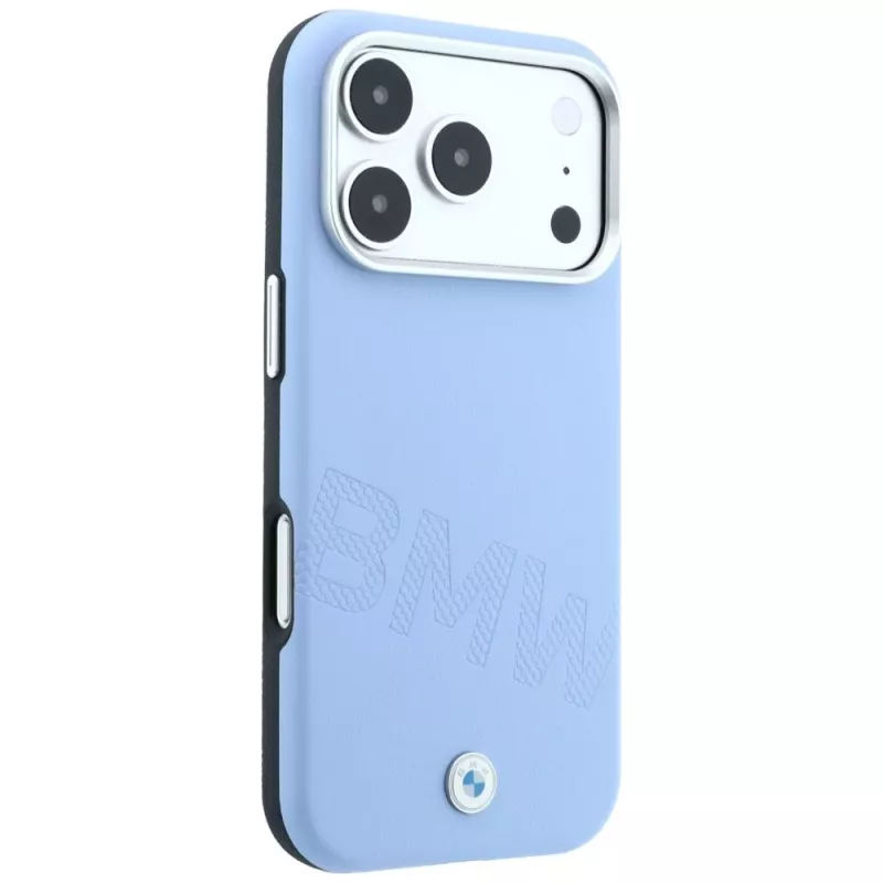 Capa MagSafe BMW Signature Inclined Deboss Letters para iPhone 18 Pro / 17 Pro - Azul