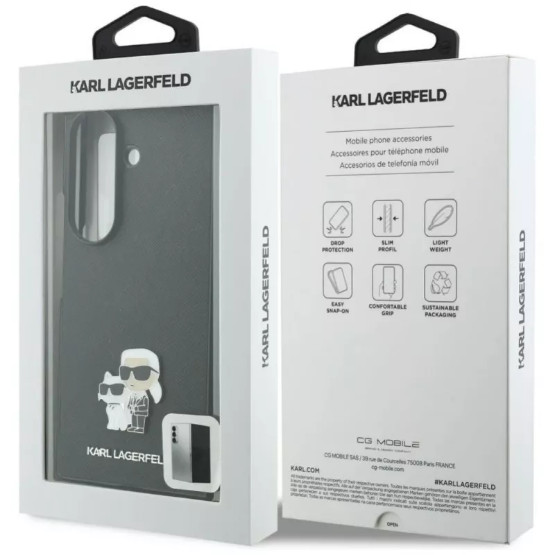 Capa Karl Lagerfeld Saffiano Karl & Choupette Pin para Samsung Galaxy Z Fold 8 Ultra - Preto