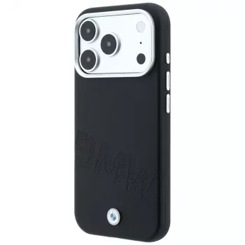 Capa MagSafe BMW Sign Inclined Deboss Letters para iPhone 18 Pro / 17 Pro - Preto