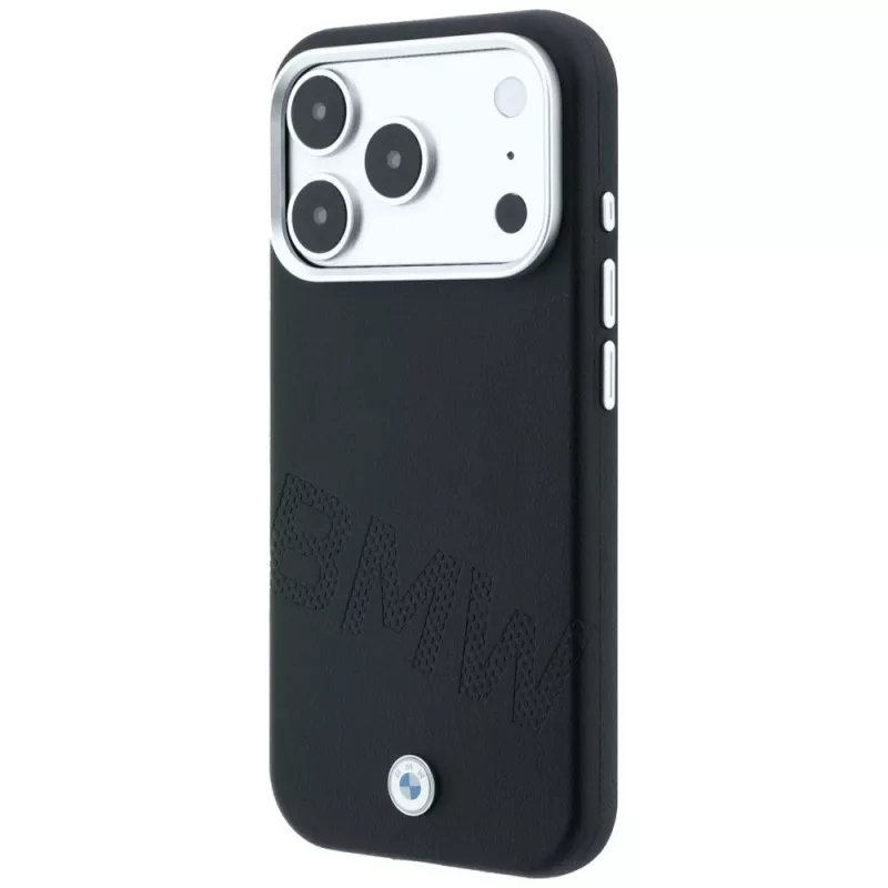 Capa MagSafe BMW Sign Inclined Deboss Letters para iPhone 18 Pro / 17 Pro - Preto