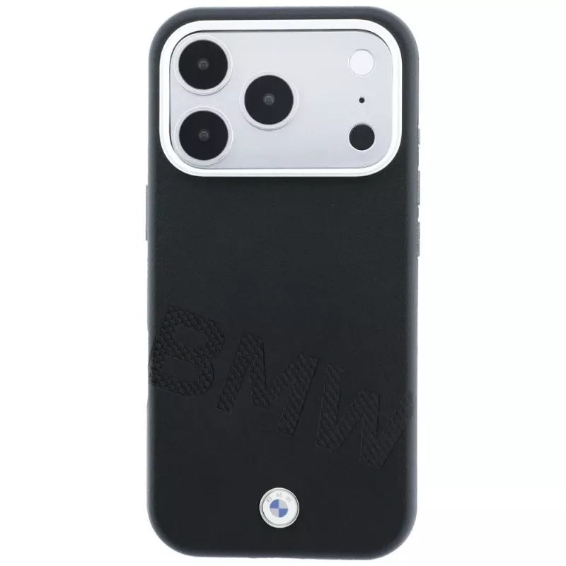 Capa MagSafe BMW Sign Inclined Deboss Letters para iPhone 18 Pro / 17 Pro - Preto