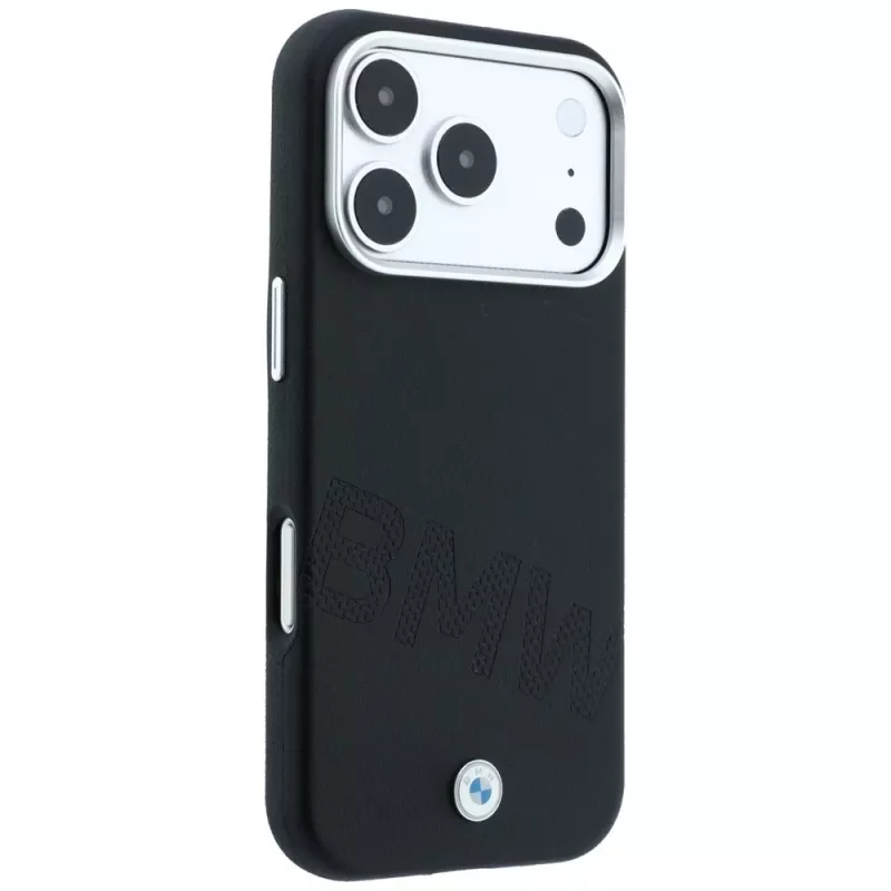 Capa MagSafe BMW Sign Inclined Deboss Letters para iPhone 18 Pro / 17 Pro - Preto