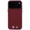 Capa MagSafe BMW M Carbon Metal Logo para iPhone 18 Pro / 17 Pro – Bordô