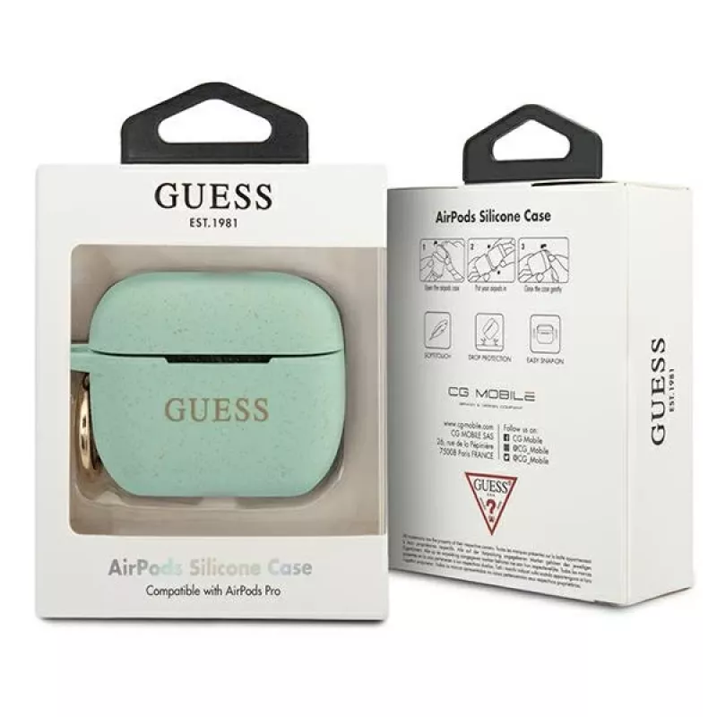 Capa GUESS GUACAPSILGLGN para AirPods Pro Verde silicone brilhante