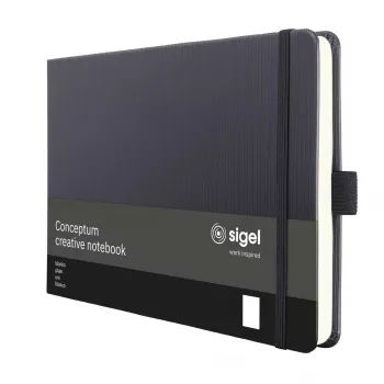 SIGEL CO201 Caderno A5 liso, Preto, 66 folhas