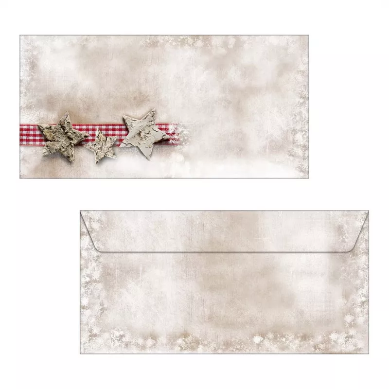 Sigel DU049 Envelope de Natal DIN longo (DL, 110 x 220 mm), Winter Chalet, castanho/vermelho, 90 g/m²