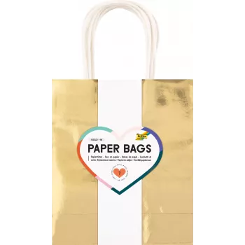 Folia Sacos de papel dourado M brilhante 7 unid.