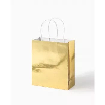 Folia Sacos de papel dourado M brilhante 7 unid.
