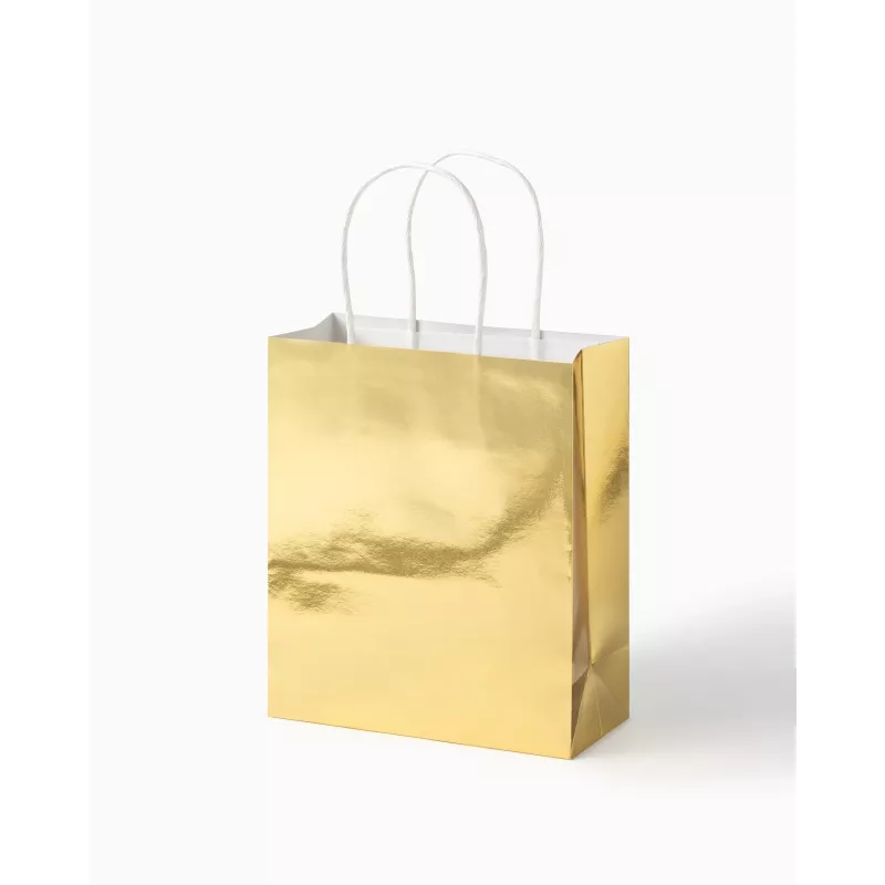 Folia Sacos de papel dourado M brilhante 7 unid.