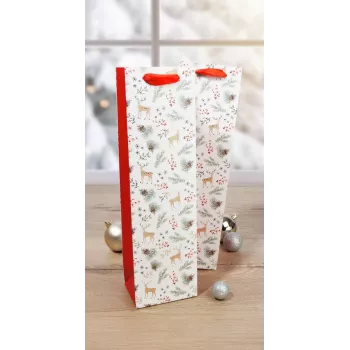SIGEL GT134 sacos de oferta de Natal com design de aguarela para garrafas, grandes, vermelho/branco, conjunto de 5