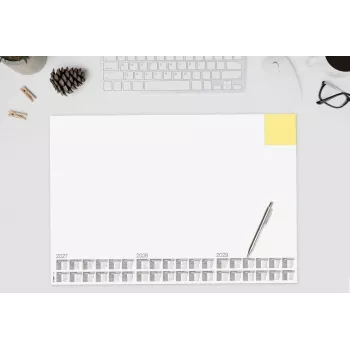 SIGEL H7490 calendário de 3 anos para secretária, 59,5 x 41 cm, 40 folhas, branco com impressão cinzenta, verso em cartão antiderrapante
