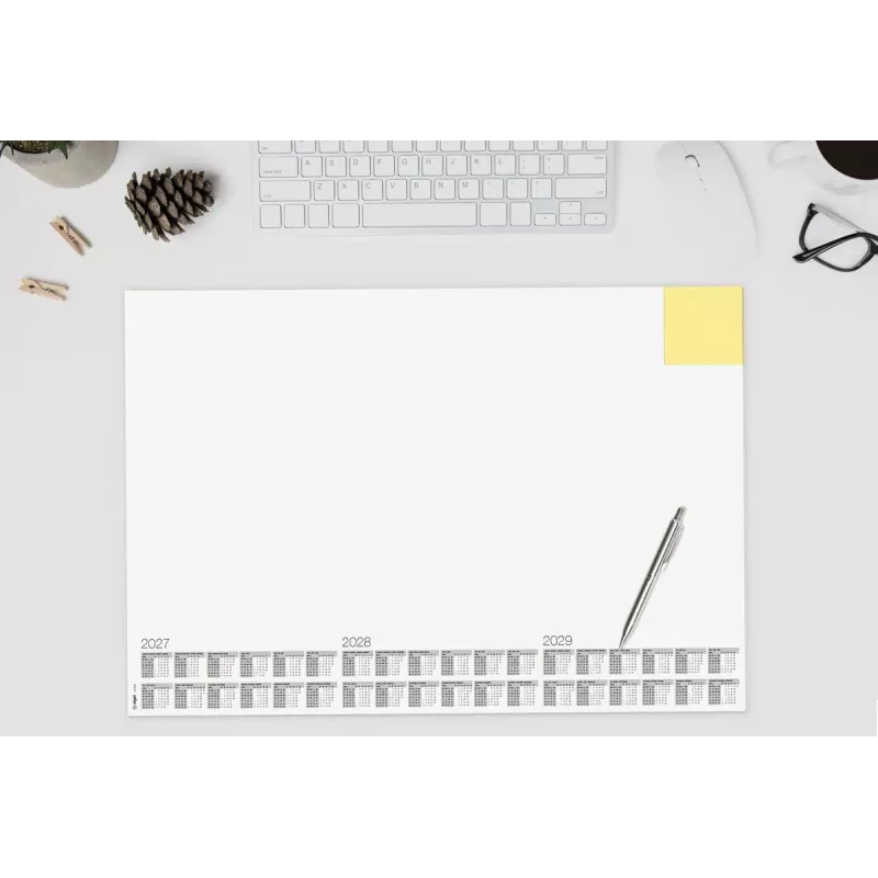 SIGEL H7490 calendário de 3 anos para secretária, 59,5 x 41 cm, 40 folhas, branco com impressão cinzenta, verso em cartão antiderrapante