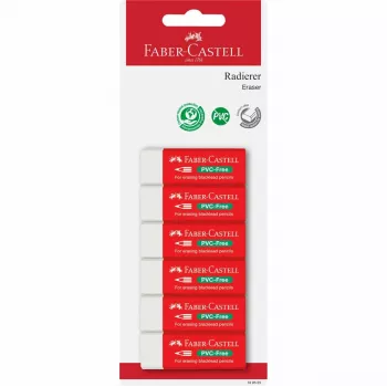 Faber-Castell borracha sem PVC 7095-20, pack de 6, branca