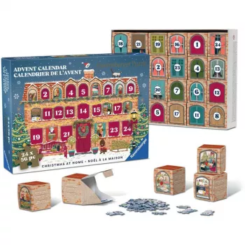 RAVENSBURGER puzzle calendário de advento Natal em casa - 24 mini-puzzles, 576 peças, tecnologia Softclick