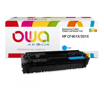 ARMOR OWA cartucho de toner ciano recondicionado para HP CF401X (201X) – Alto rendimento 2.300 páginas