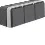 Hager WNC143 tomada SCHUKO tripla de superfície com tampas basculantes, IP55, cinzento