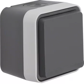 Hager WNC140 tomada SCHUKO de superfície com tampa basculante, IP55, cinzento