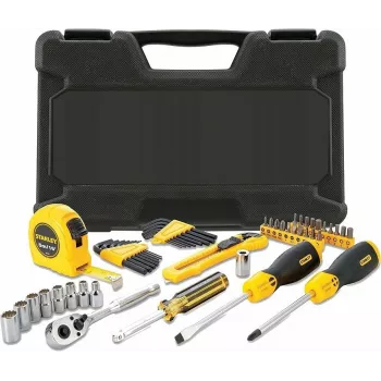STANLEY STMT0-74864 conjunto de ferramentas de 51 peças com chaves de caixa 1/4 polegadas e 1/2 polegadas e chaves combinadas em mala de plástico