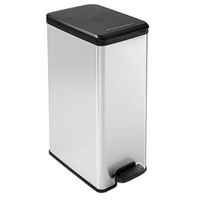 Curver Slim Bin 40L caixote quadrado de plástico preto, prateado