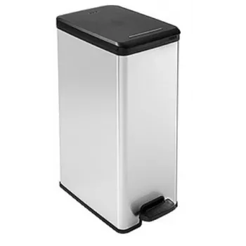 Curver Slim Bin 40L caixote quadrado de plástico preto, prateado