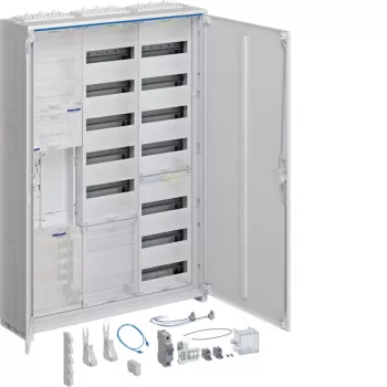 Hager quadro de distribuição completo universZ, 1 ponto de medição, BKE-I, saliente, 3 campos, 1100mm de altura, dobradiças de porta de 5 pontos, ESA