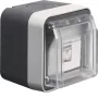 Hager WNC226 tomada de dados saliente, blindada, Cat.6 RJ45, 8 polos, IP55, cinzento, 1 porta
