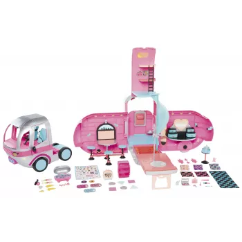 MGA L.O.L. Surprise Glamper Conjunto de brincar transformável 4-em-1 com mais de 55 surpresas, luz e som
