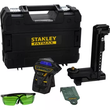 Stanley FatMax X3G 360° Green Beam Laser de 3 planos com mala TSTAK, alcance 35m, 10.8V Li-Ion