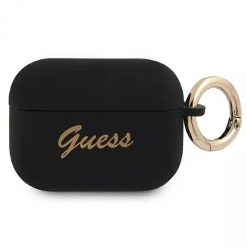 Capa GUESS GUAPSSSK para AirPods Pro Preta Silicone Vintage Script