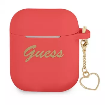 Capa GUESS GUA2LSCHSR para AirPods 1/2 Vermelha Silicone Charm Heart Collection